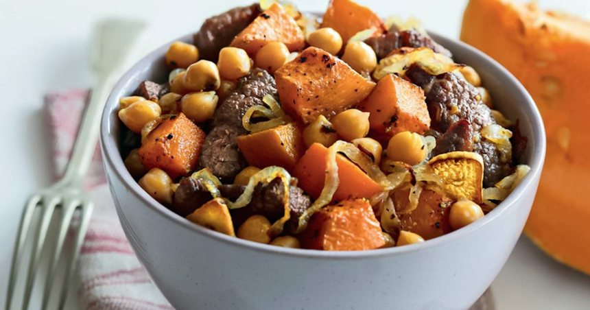 Bodybuilders Delight: Butternut Squash, Garbanzo Bean, and Beef Bowl